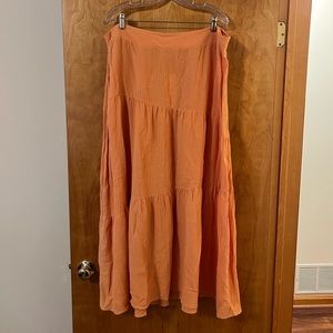 Soft Surroundings Apricot Tan Orange Madison Gauze Long Maxi Skirt NWT 2X 22W